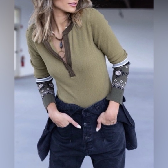 We The Free Tops - We The Free| ‘Mikah Layering Cuff’​​ Henley Pullover